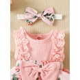 thumbnail image 5 of Newborn Baby Girl Romper Dress Flower Print Lace Ruffled Jumpsuit with Headband Cute Summer Clothes, 5 of 8