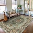 thumbnail image 2 of TOPRUUG Washable Oriental Area Rug - 5x7 Rugs for Living Room Soft Carpet for Bedroom Waterproof Floral Distressed Indoor Stain Resistant Non-Shedding Floor Carpets (Green, 5x7), 2 of 6
