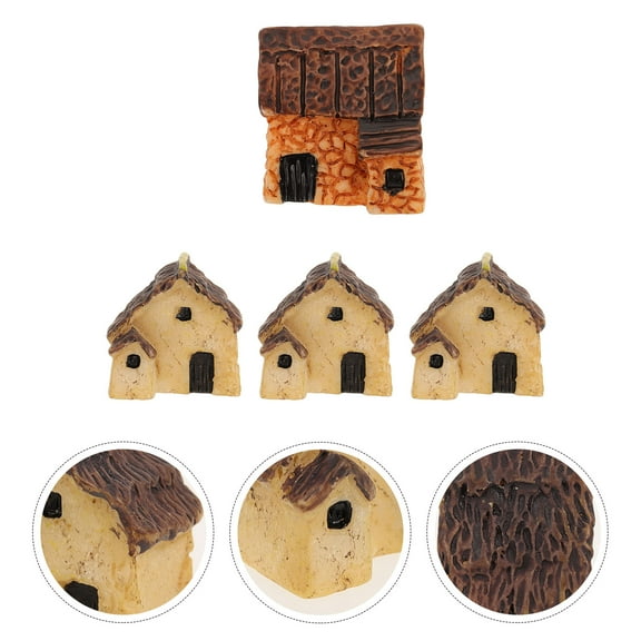 Worgeous Miniature Fairy Garden Houses Made of Resin in Assorted Color 4pcs Vivid Design for DIY Landscaping Ideas 3.5 Inch