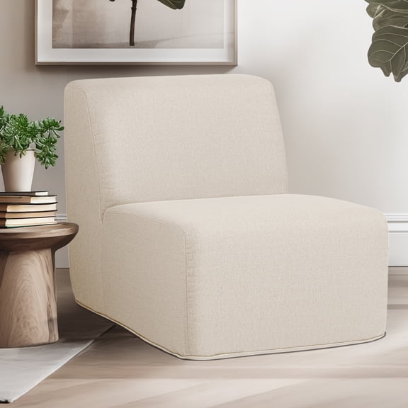 Deko Living Beige Compressed Foam Armless Sectional Sofa Chair
