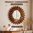 thumbnail image 2 of BEAUTYPEAK 20" Round Wood Sunburst Wall Mirror Vanity Mirror Wall Mounted, Dark brown, 2 of 6