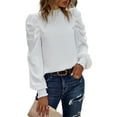 thumbnail image 1 of MAWCLOS Femmes Élégantes Col Rond Tops Dailywear Pull Plissé Blanc M, 1 of 4