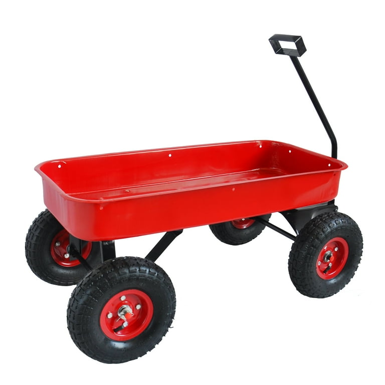 All Terrain Wagons for Kids, Outdoor Utility Wagon with Removable Wooden  Railing and Air Tires, Toy Wagons for Kids to Pull, Beach Wagons for  Camping