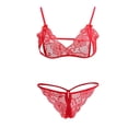 thumbnail image 2 of Conjunto de lencería y sujetador de encaje para mujer, ropa de dormir rojo, 2 of 9