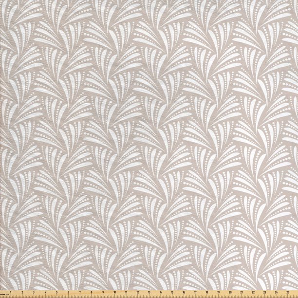 Art Deco Fabric by The Yard, Damask Style Geometric Seashell Inspired
