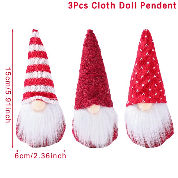 3 piezas de gnomos colgantes para árbol de Navidad, muñecos de Papá Noel de peluche, adornos navideños 2023, regalo para niños, decoración de fiesta en el hogar, regalo de Año Nuevo