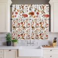 thumbnail image 3 of Kitchen Window Curtains Valance and Tier Set, Rustic Autumn Mushroom Floral Leaf Rod Pocket Tier Curtain Valance Set, Fall Plant Butterfly Light Filtering Cafe Curtains for Bedroom Living Room, 3 of 9