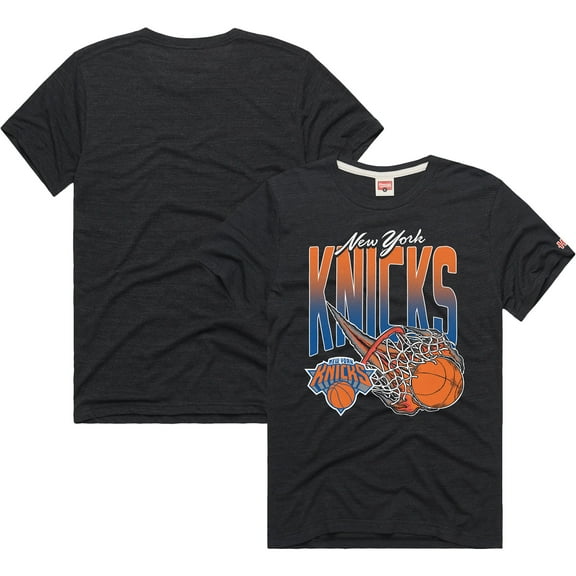 Men's Homage Charcoal New York Knicks On Fire Tri-Blend T-Shirt
