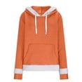 thumbnail image 5 of Visit the JURANMO Store Christmas Hoodies for Women Faux Fur Trim Long Sleeve Hooded Sweatshirts Waffle Knit Fashion Holiday Pullover Sweatshirt with Pocket Orange XXL, 5 of 8