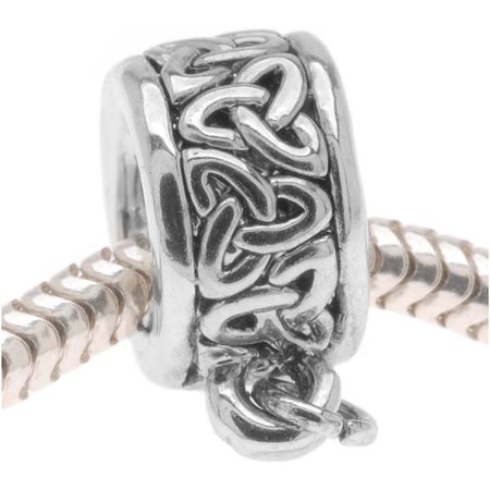 - Silver Tone Celtic Knot Trinity Band Bead - Charm Bail With Loop - European Style Large Hole