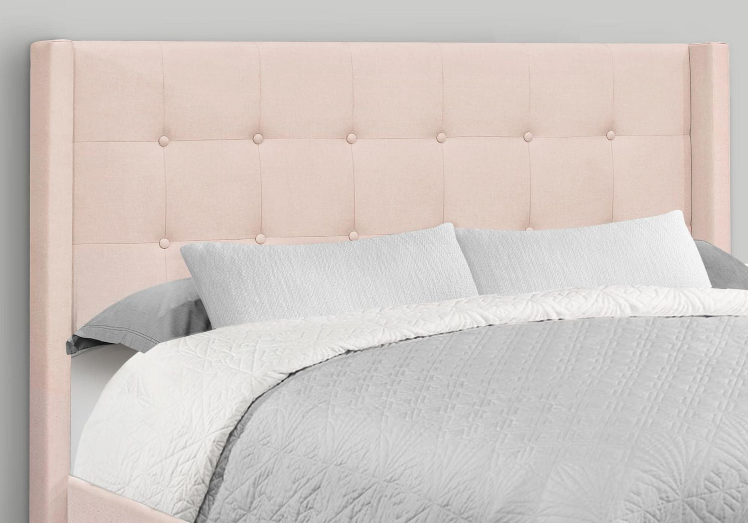 Monarch Specialties Bed, Queen Size, Bedroom, Upholstered, Pink Velvet, Chrome Metal Legs