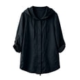 thumbnail image 5 of Ynynloco Womens 100%Cotton Tops 3/4 Sleeve Lightweight Drawstring Hoodies Button V Neck Casual Blouses Shirts, 5 of 9