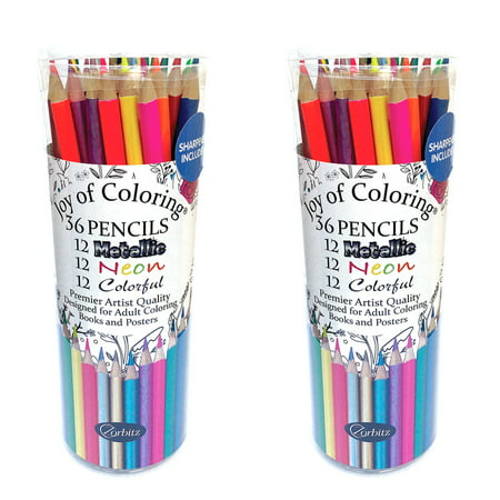 (Set/2) 36 Artist Quality Adult Specialty Neon & Metallic Colored (Best Quality Colored Pencils)