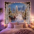 thumbnail image 2 of Wooden Sleigh Beside a Lantern on a Snowy Forest Path, Cozy Digital Art for Nature Lovers, Winter Cabin Decor, Christmas Gift, Tapestry Wall Hanging for Bedroom and Den, 2 of 7