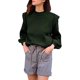 thumbnail image 1 of Suéter Abrigo Gibobby mujer punto Manga burbuja Cuello redondo color sólido verde L, 1 of 5