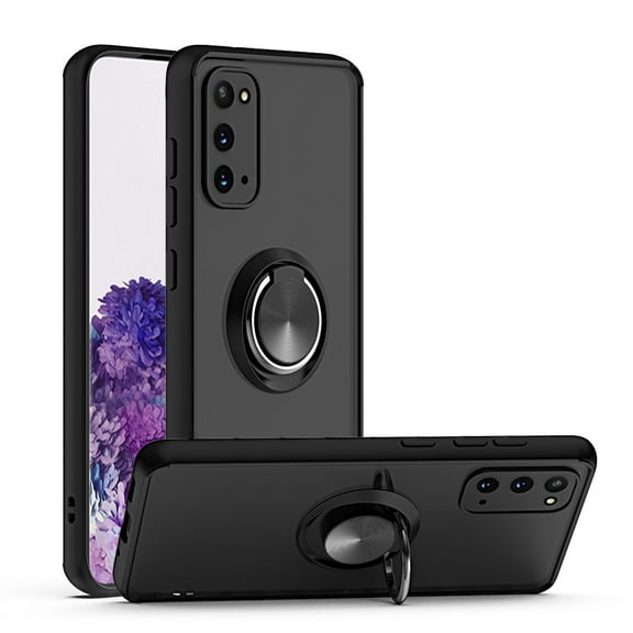 For Samsung Galaxy Note20 5G Impact Metal Ring Holder Stand Magnetic Car Mount Protective Hybrid Case Cover Black