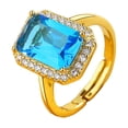 thumbnail image 1 of Temperamento Rectangular Azul Marino Completo Colorido Gema Anillo Abierto para Mujeres Anillo de Luz de Alta Joyería Anillo para Mujeres Anillo de Moda y Versátil, 1 of 7