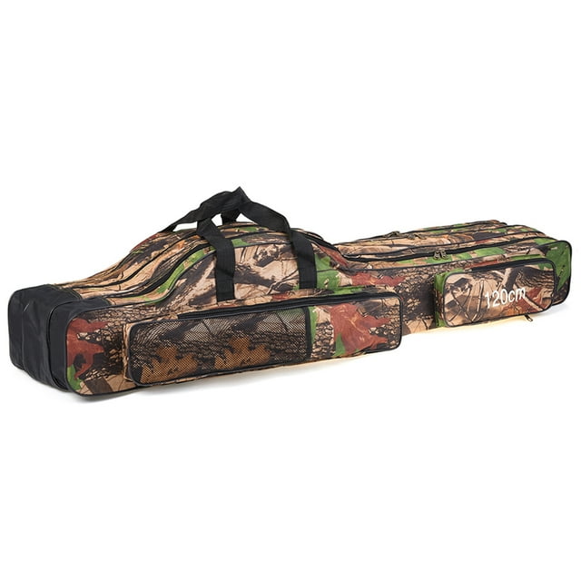 Sac de Pêche Pliable Portable à 3 Couches 120cm/150cm Sac de Transport pour Canne à Pêche Sac de Rangement de Voyage