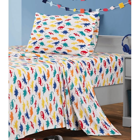 Your Zone Teens Jersey Dino Sheet Set, Twin/Twin-XL, Multicolor, 3 Pcs
