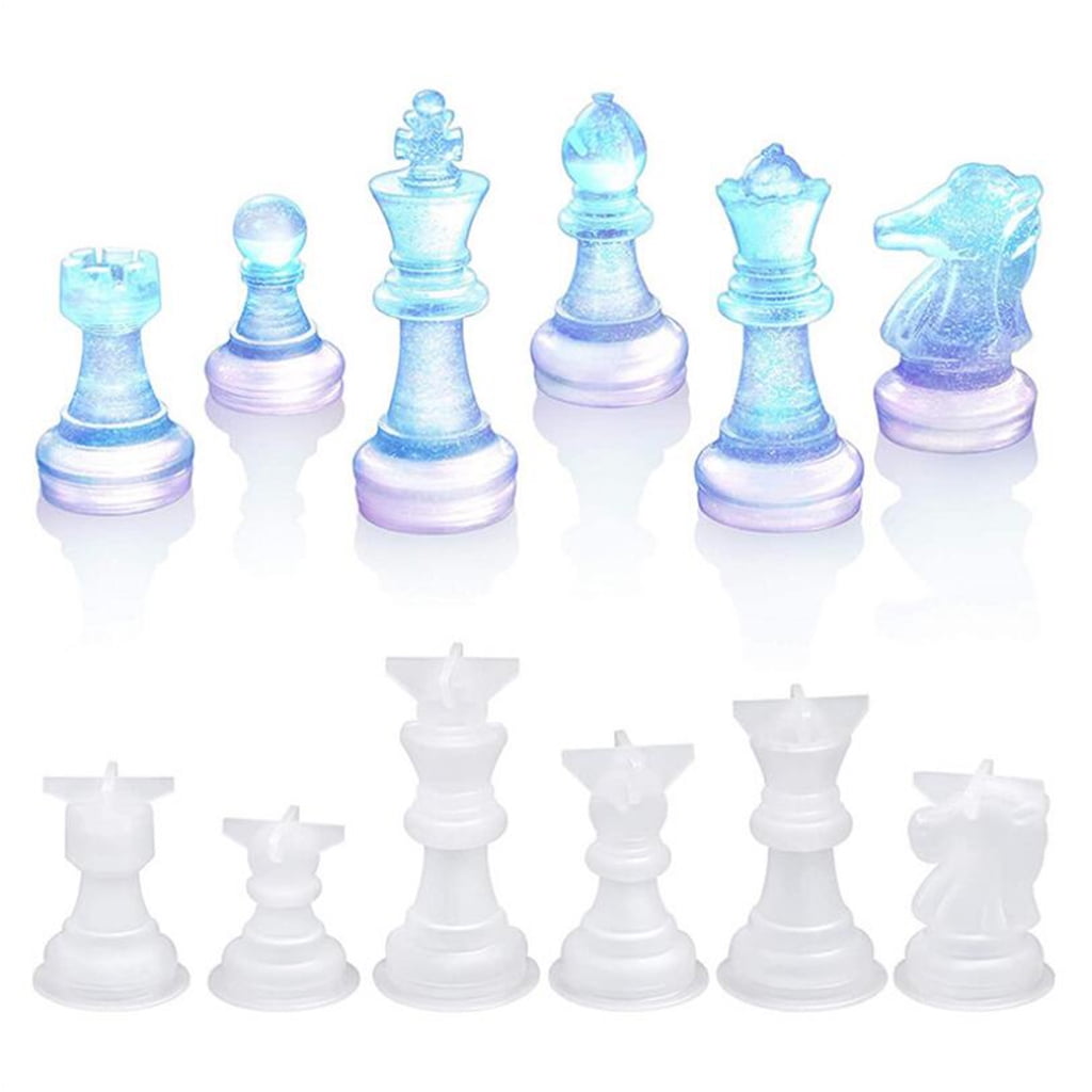 BQBQERT 18 Pcs Epoxy Chess Silicone Mold Checkers Board Crystal Epoxy Resin for Resin Mold Making