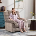 thumbnail image 2 of Prelife Lazy Recliner Chair Overstuffed, Manual Reclining Single Couch Wall Hugger Fabric Recliners Sofa, Brown, 2 of 8