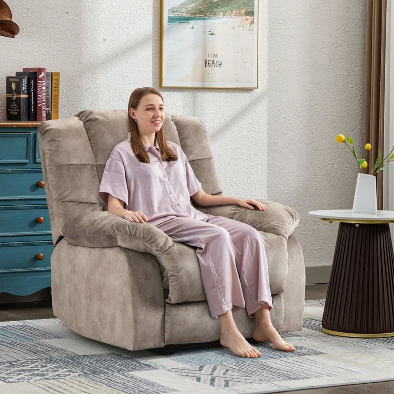 Bonzy Home Manual Recliner Chairs for Adults Breathable Fabric Reclining Chair Sofas for Living Room Camel