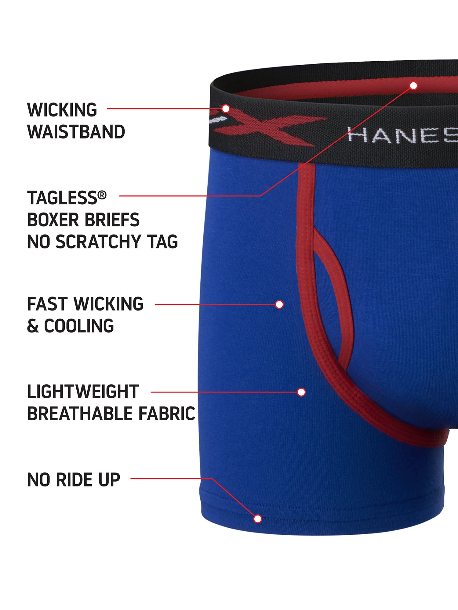 Hanes Boys' Underwear, X-Temp Stretch Mesh Boxer Briefs 5 Pack, Sizes S - XL