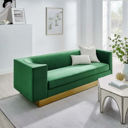 Modway Eminence Upholstered Performance Velvet Sofa in Emerald