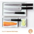 thumbnail image 3 of MasterChef Japanese Knife Set of 6 Kitchen Knives (Chef, Utility, Paring, Boning, Bread & Santoku) with Extra Sharp Stainless Steel Blades for Professional Cutting & Chopping, Stylish Black Handles, 3 of 8