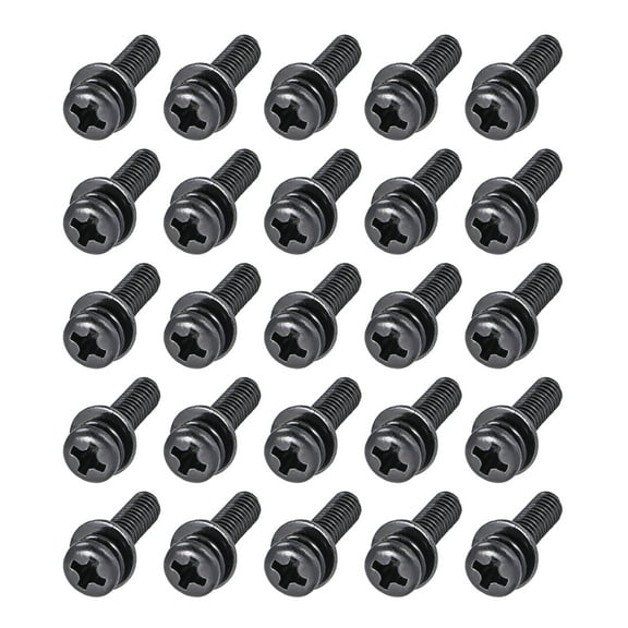 Unique Bargains M4 x 30mm Carbon Steel Phillips Pan Head Machine Screws Bolts Combine with Spring Washer and Plain Washers 25pc