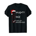 thumbnail image 2 of [Naughty Nice List Christmas Tee] Christmas Naughty Nice List Men's & Women's T-Shirt - 100% Cotton, Casual Crew Neck, Short Sleeve with Santa Hat Graphic, Machine Washable - Black, 2 of 6