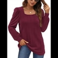 thumbnail image 2 of Camisas Tipo Túnica para Mujer, Camisas Holgadas de Larga, Camisas de Cuello Cuadrado Vino Tinto S, 2 of 8