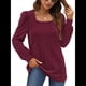 thumbnail image 2 of Camisas Tipo Túnica para Mujer, Camisas Holgadas de Larga, Camisas de Cuello Cuadrado Vino Tinto XL, 2 of 8