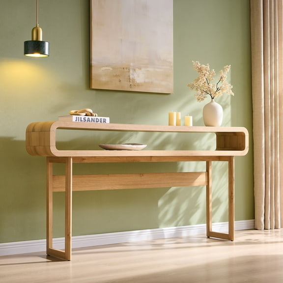 SinCiDo 63" Long Console Table for Entryway w/Open Storage Shelf, Sofa Table Behind Couch, Modern Entryway Table for Living Room, Hallway