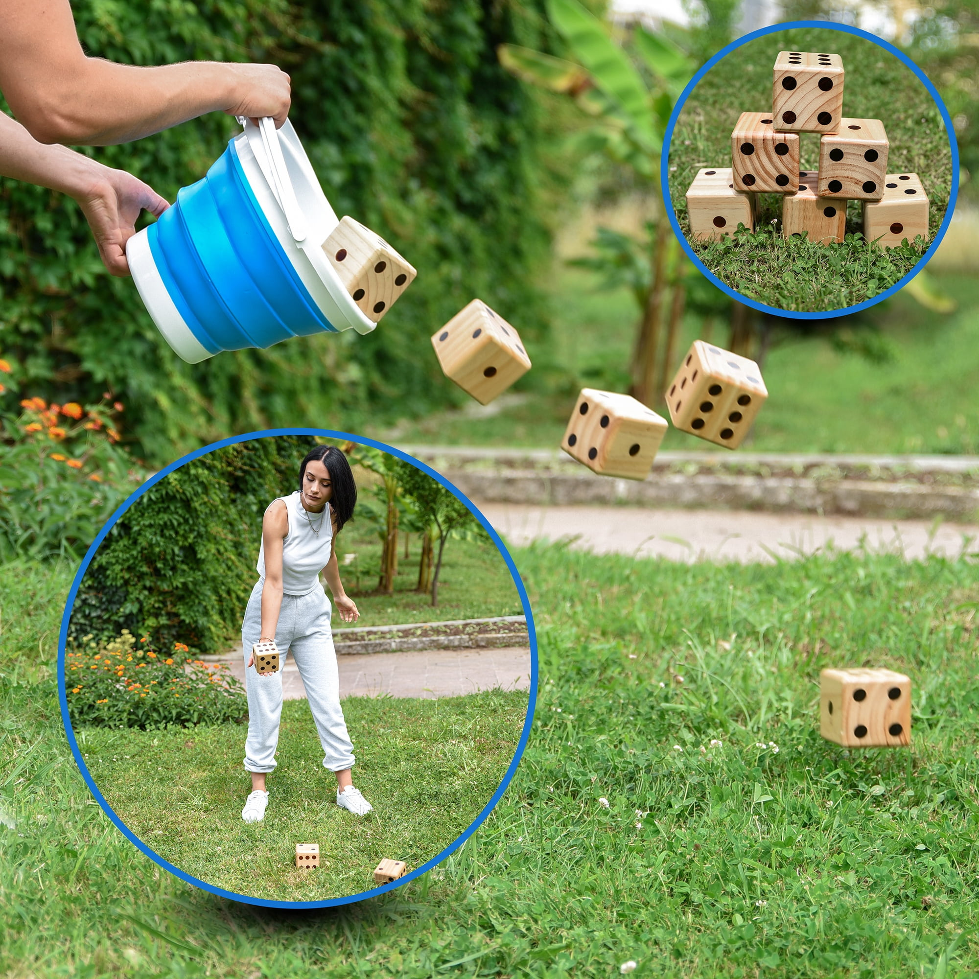 A Birthday Place Ondekt Crack Resistant Giant Wooden Yard Dice Set, 6 Count Pack