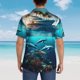 thumbnail image 4 of Balery Hawaiian Ship Dolphin Camisas hawaianas de manga corta para hombre, camisas playeras de corte holgado, camisas de vacaciones con botones,XX-Large, 4 of 7