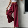 thumbnail image 4 of Women's Wide Leg Pants tie High Waisted solid Palazzo Pants Casual Baggy Flowy Summer vacation Lounge Trousers, 4 of 6