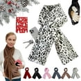 thumbnail image 4 of Faux Fur Collar Scarf For Women With Hidden Zipper Pocket Winter Pocket Scarf For Hands-Free Storage Phone & Valuables ( Leopard Print ), 4 of 6