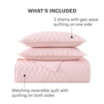 thumbnail image 4 of Martha Stewart Everyday Ultra Soft Brushed 100% Premium Microfiber 3 Piece King Quilt Set, 1 Quilt 90" x 90" with 2 Pillow Shams, Lightweight & Durable Bedding, Coverlet For All Season, Pink, 4 of 8