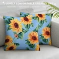 thumbnail image 3 of Pratyus Sunflowers Leaves Blue Background Modern Farmhouse Rustic Decorative Couch Pillow Cases with Zipper Home Decor Short Plush Summer Pillow Covers 1PC 24x24in, 3 of 5
