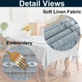 thumbnail image 3 of shiyou-Boho Striped Small Square Tablecloth 24x24 Inch, Premium Linen Blend with Cutwork Embroidery, Dustproof Washable Table Cover for Coffee Nightstand Sofa Side End Tables (Blue), 3 of 4