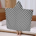 thumbnail image 5 of Black White Triangle Checkered Pattern Hooded Bath Towel，60"x35" for Ages 3 To 12 Kids, Quick Dry Lightweight Soft Microfiber Hood Beach Towel Cover Up for Kids, 5 of 7