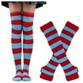 thumbnail image 2 of Fdelink Women's Socks High Stockings Striped Socks Gloves, Women (Blue), 2 of 2