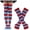 Blue, variant on 1Pair Striped Over Knee Thigh High Socks, Stretchy Soft Cotton Knit Hosiery, Colorful Long Socks for Women Halloween Cosplay Party Costume Matching Red