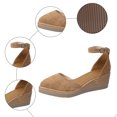 thumbnail image 5 of Rokment Espadrilles Wedge Sandals for Women Ladies 2026 Fashion Casual Suede Pointed Closed Toe Platform Ankle Strap Summer Fall Dressy Shoes Khaki Size 9.5, 5 of 7