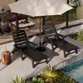 thumbnail image 6 of 2-Pack HDPE Pool Lounge Chairs - 5-Position Adjustable Chaise Lounges w/Casters & Cup Holder (450lb Capacity, Black/White/Grey), 6 of 7