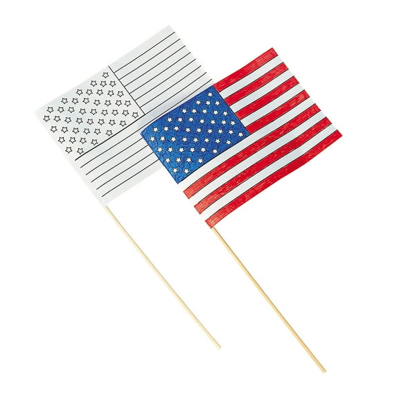 Color Your Own Usa Flags - Craft Kits - 12 Pieces