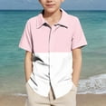 thumbnail image 4 of Ltctricy Boys' Button down Shirts 5-15 Y Children Summer Short Sleeve Color Block Dress Shirts Casual Loose Collared Blouses, 4 of 7