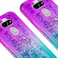 thumbnail image 4 of Case for LG Aristo 5/Phoenix 5/Tribute Monarch/Fortune 3/Risio 4/LG K31 Case with [Tempered Glass Screen Protector] SOGA Diamond Liquid Quicksand Cover Cute Girl Women Phone Case - Teal / Purple, 4 of 5