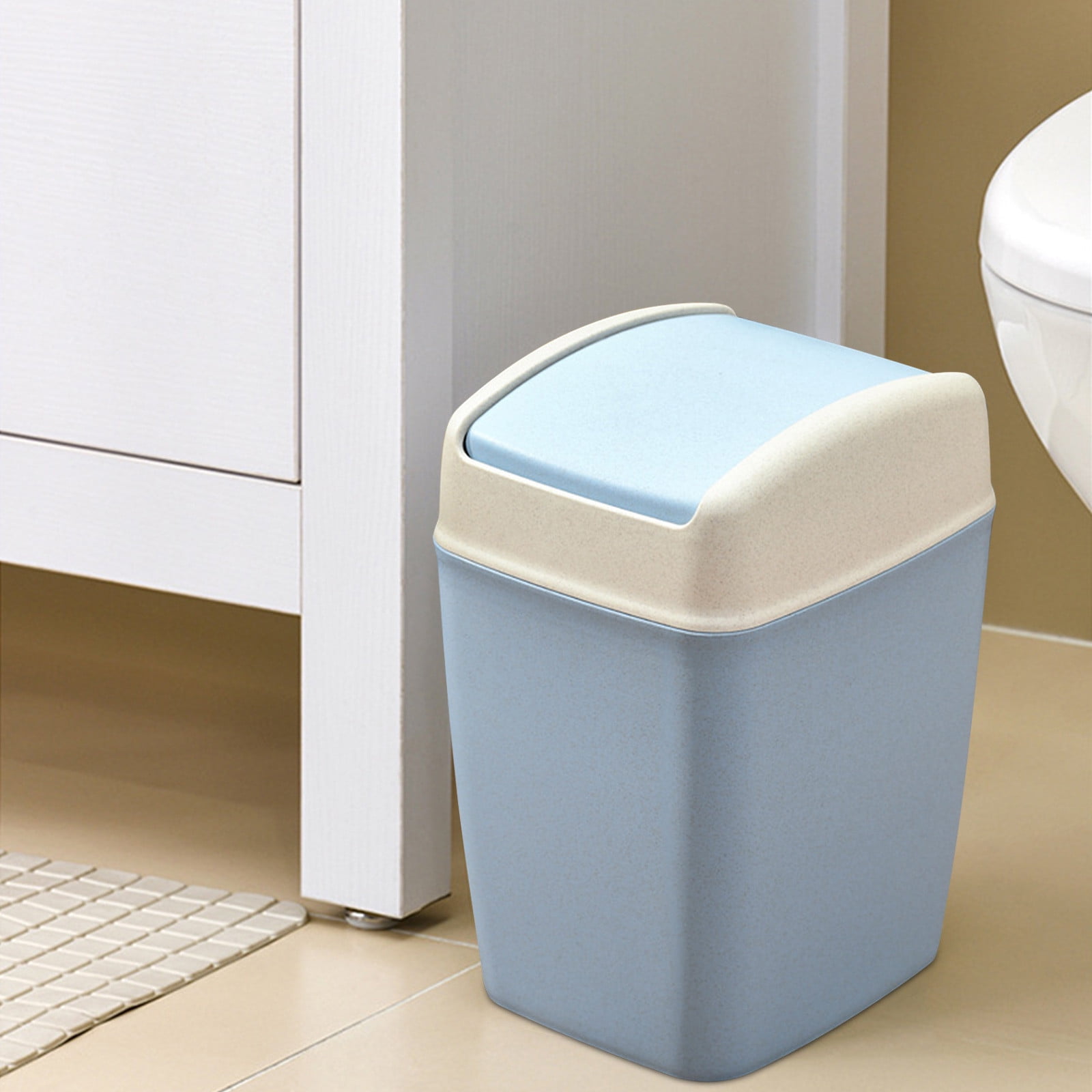 Kitchen Trash Can, Step-On Garbage Can with Lid, Tall Kitchen & Bathroom Trash Can, Small Office Waste Bin, Blue - Xuniizn